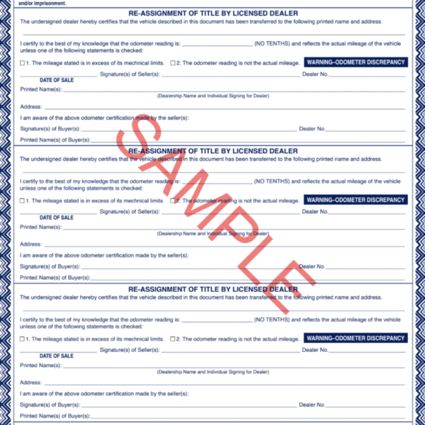**NEW** DRA-001 Dealer Reassignment Form
